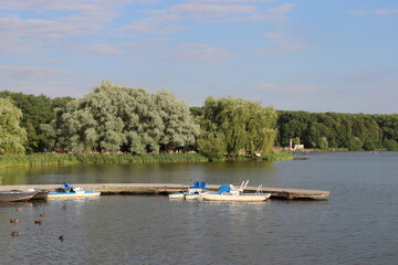 famous park in Minsk with river at summertime