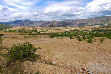 Green wild nature of Pozos Azules (Blue Wells) in Villa de Leyva, Colombia