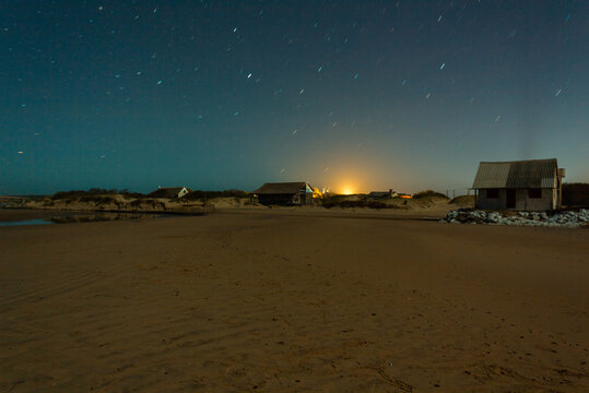 View of starry sky over landscape