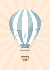 Naklejka premium Hot air balloon vector. Airship illustartion