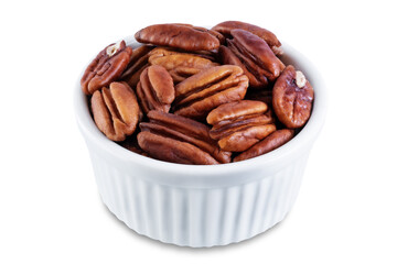 Pecan nuts on a white isolated background