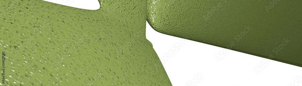 Poster ultra wide 3d abstract background of curved geometrical patterns of olive drab color with lighting a