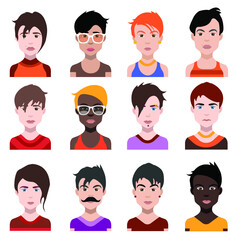 User avatars, avatars with faces and heads for social network ( Male and female faces )