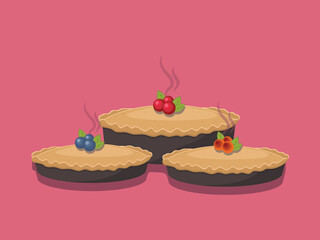 Pie isolated on pink background