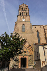 Gothic church of Saint Nicolas (XIV century) with octagonal tower is located in Saint Cyprien...