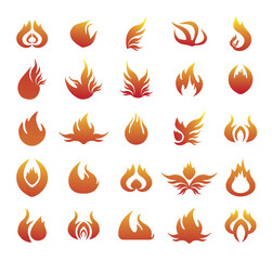 Fire, flame vector icons