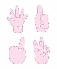 Fototapeta na wymiar human hands different gesture isolated icons design