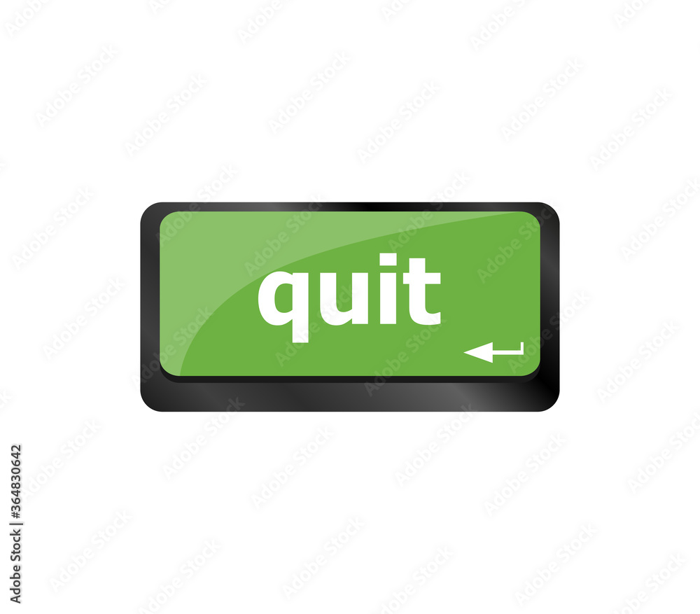 Poster quit button on internet computer keyboard key