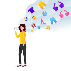 Illustration of online shopping with smartphone