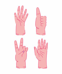 human hands different gesture isolated icons design