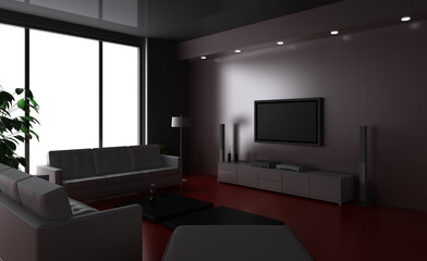 Living home interiors, original 3d rendering and models