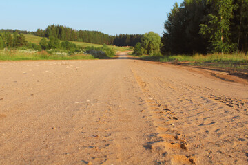 Construction of a highway. Selective focus. Background. Landscape.