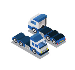 Cargo delivering vehicle Truck trailer with container Truck in isometric view