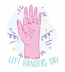 left handers day, open hand cartoon celebration