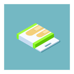 Vector isometric object medical elastic patch, textile bandage 