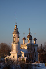 Fototapeta na wymiar Orthodox church at sunset, ancient Vologda, Russia