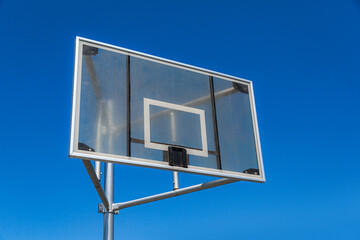 Basketball backboard without a hoop. Park basketball no games. 
