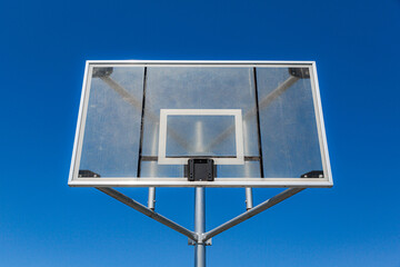 Basketball backboard without a hoop. Park basketball no games. 