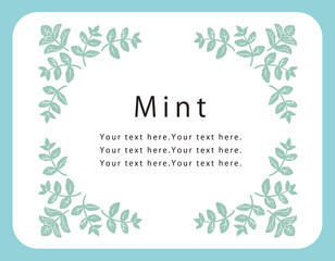 ミントのフレームイラスト素材。ベクター画像。