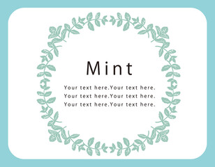 ミントのフレームイラスト素材。ベクター画像。