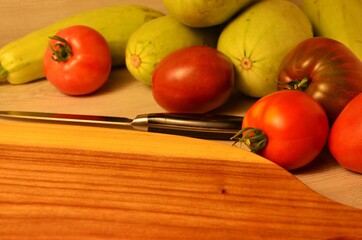 vegetables on a wooden table