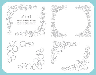 ミントを使ったフレーム素材のセット。ベクター画像。 © 夏妃 吉野