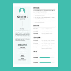 Professional CV resume template design and letterhead / cover letter - vector minimalist. Nice for a good job. Simple resume template with blue background. Simple vitae design layout for awesome job.