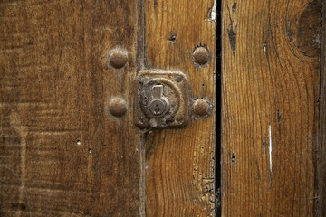 Fototapeta na wymiar Lock on wooden door