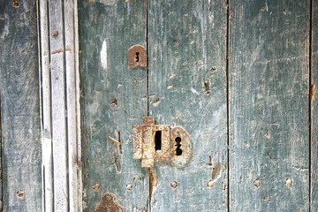 Lock on wooden door