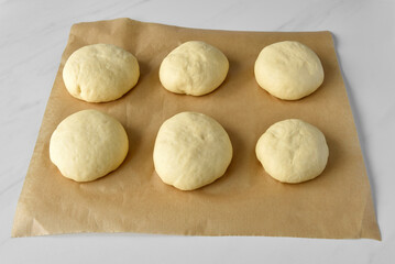 Fototapeta na wymiar A step-by-step cooking processs rolls, buns 