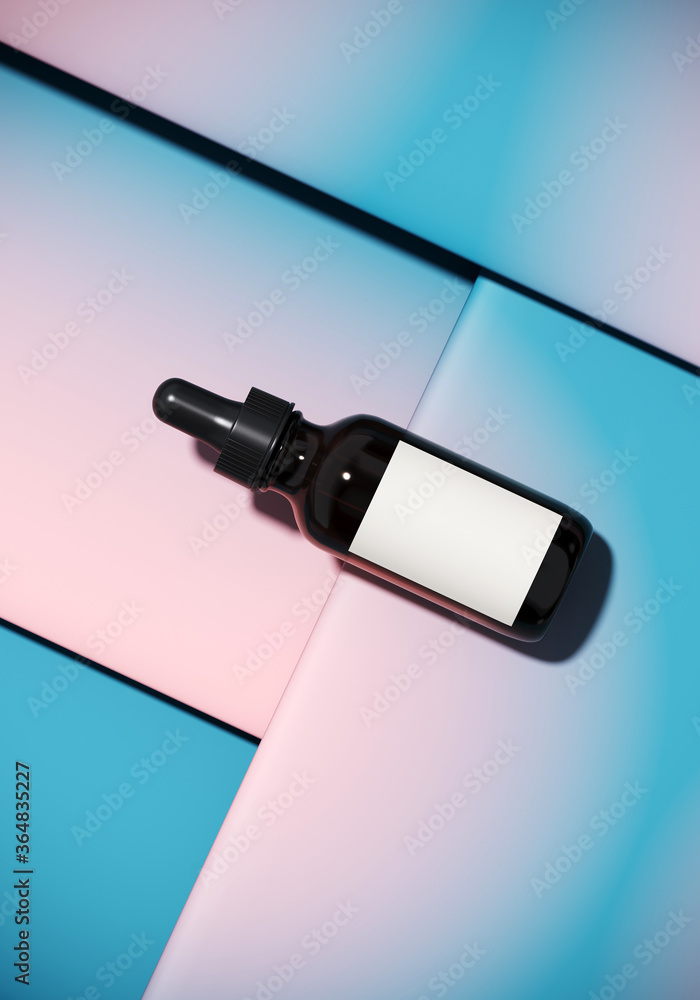Poster minimal abstract mockup background for product presentation. cosmetic bottle on blending vibrant gra