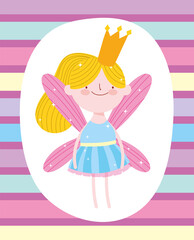 little fairy princess fantasy magic tale cartoon colored stripes background
