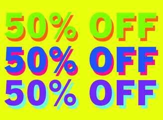 50% off colourful background vector