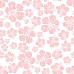 Random hibiscus flower seamless repeat pattern background 