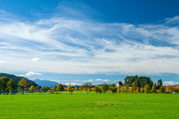 Beautiful fields and meadows of Bavarian Alps, Germany