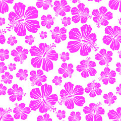 Fototapeta na wymiar Random hibiscus flower seamless repeat pattern background 