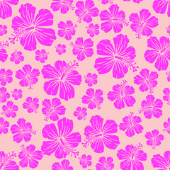 Obraz premium Random hibiscus flower seamless repeat pattern background 