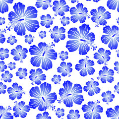 Random hibiscus flower seamless repeat pattern background 