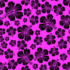 Fototapeta premium Random hibiscus flower seamless repeat pattern background 