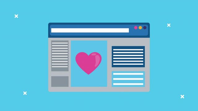 webpage template with heart animated