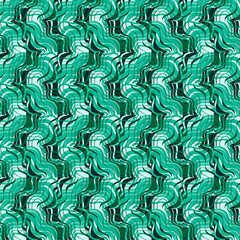 Seamless pattern with Geometric Waves in green tones