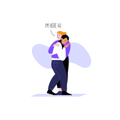 Flat illustration of a woman hugging her friend telling her that she is here for her. Psychological support concept