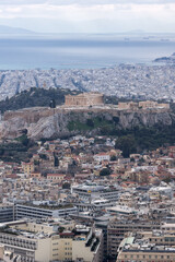 Fototapeta na wymiar View of the city of Athens from Lycabettus hill, Greece
