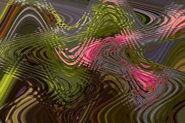 Abstract zigzag pattern with wave on floral theme. Artistic image processing created by photo of pink water lily flower. Beautiful multicolor pattern in pink, blue, green tones. Background image