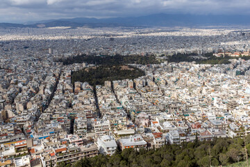 Obraz premium View of the city of Athens from Lycabettus hill, Greece