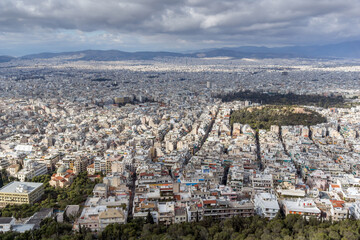 View of the city of Athens from Lycabettus hill, Greece