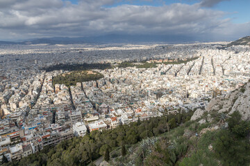 View of the city of Athens from Lycabettus hill, Greece