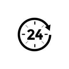 24 Hours a day service icon isolated on white background