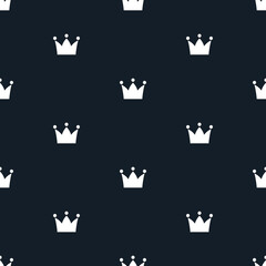 Simple seamless vector pattern with crown On blue background.