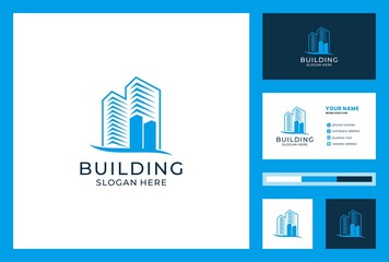 building logo and business card design. logos can be used for architecture, realestate, invesment, landing, boarding house, hotel, villa.